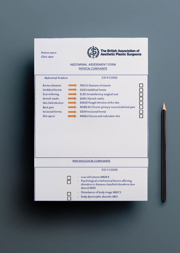 HR Plastic Surgery - BAAPS Abdomen asssessment form